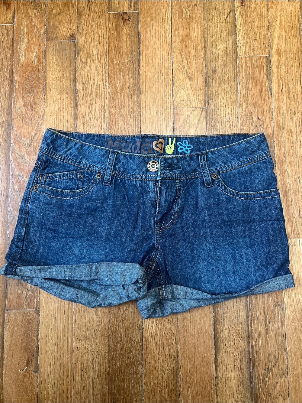 Mudd Dark Blue Rolled Cuff Denim Shorts